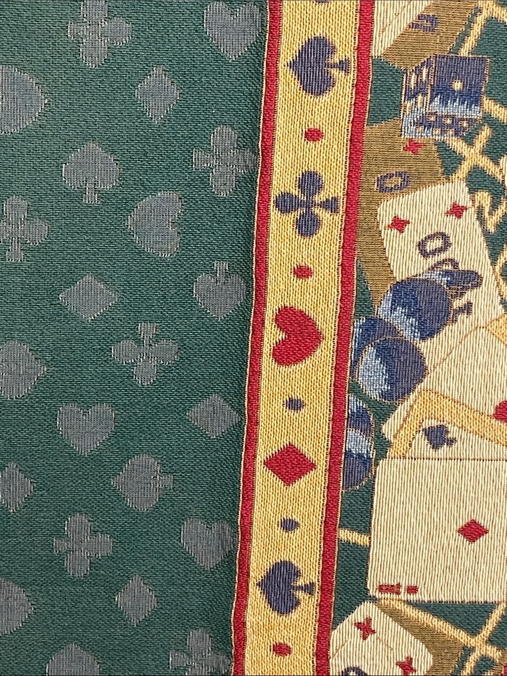 Vintage Playing Card Tablecloth 59x59” Brocade Jewel Tones Poker Bridge Cards